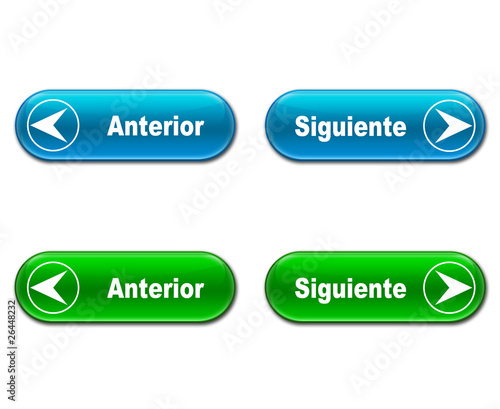 Set botones alargados brillantes texto Anterior Siguiente SIGUIENTE