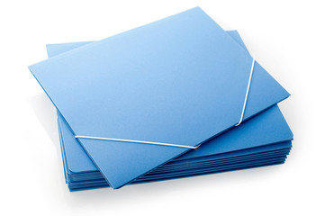 Pile of folders with elastic bands