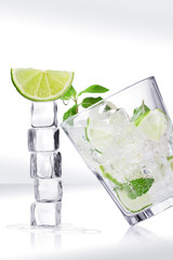 Ice cubes and glass