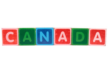 canada in toy block letters