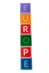 europe in toy letter blocks