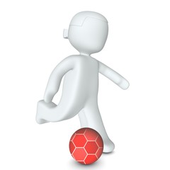3d-mädchen mit rotem fußball