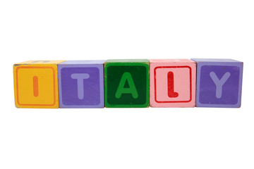 italy in toy block letters
