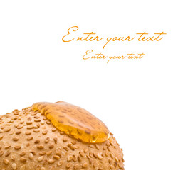 bun with sesame seeds and honey