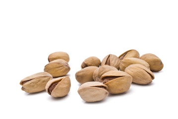 pistachios on white background