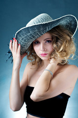 Beautiful caucasian woman with hat