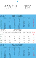 english calendar 2010 october
