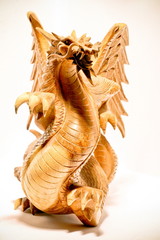 wooden dragon close up