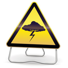 Yellow Thunderstorm Warning Sign (tripod)