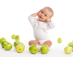 Fototapeta na wymiar Baby with apple