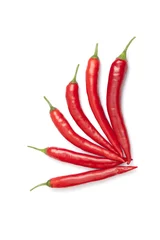 Fotobehang Red chili peppers on a white background © Alexey Kuznetsov