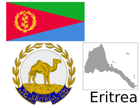 Eritrea flag national emblem map