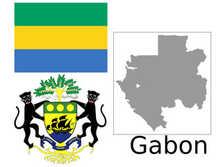 Gabon flag national emblem map
