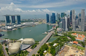 Gordijnen Panorama van Singapore © javarman