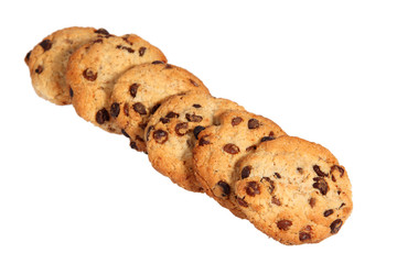 Chocolate cookies on white background with clipping path