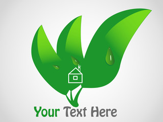 Green leaves with white house