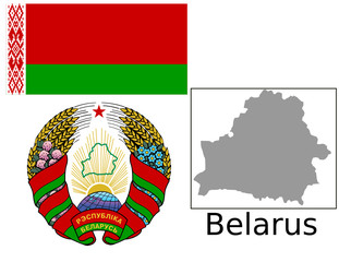 Belarus flag national emblem map