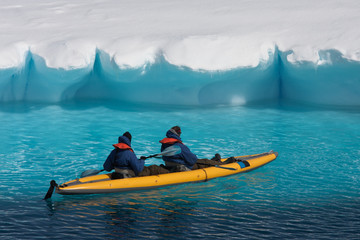 Two men in a canoe