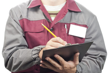 Service man with clipboard