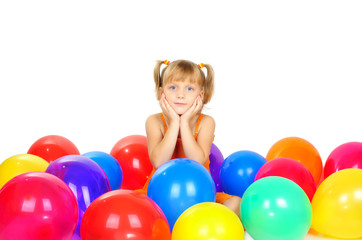 Fototapeta na wymiar Cute little girl with baloons