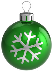 Fototapeta premium Christmas ball. New year decoration. Green shiny bauble