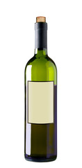 Bottle of red wine isolated, clipping path.