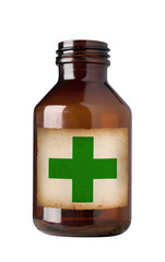 Obraz premium Old drug bottle , isolated, clipping path.