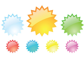 Multi color badges with yellow bade in center