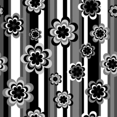 Photo sur Aluminium Fleurs noir et blanc Élégant modèle sans couture noir et blanc avec des fleurs
