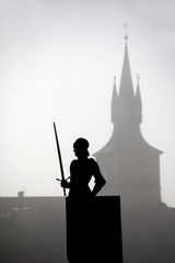 Obraz premium Prague - silhouette of kinght