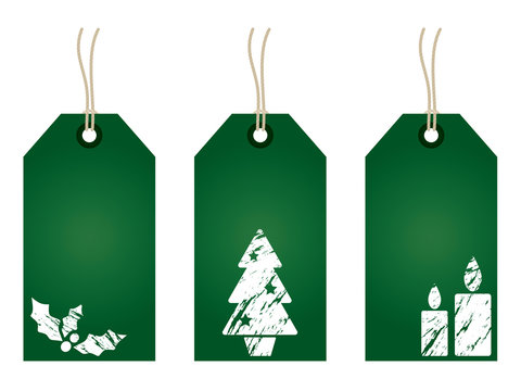 green christmas tags