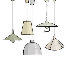 Vector set of pendant lamps