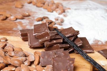 confectioner. Chocolate and almonds.