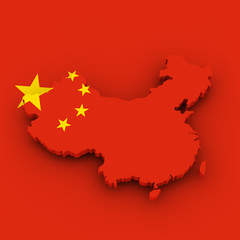 China Flagge und Landkarte