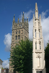 war memorial and church tower