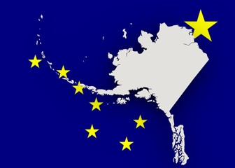 Alaska Landkarte auf Flagge