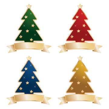 christmas trees with ribbons