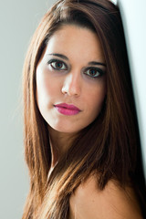 Naklejka premium portrait of sensual woman in black dress