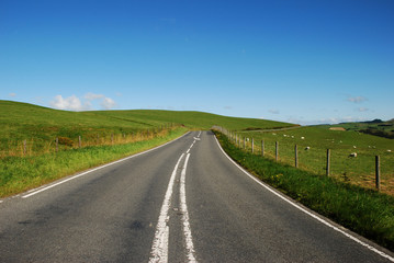 Fototapeta na wymiar イギリスのウェールズの山の道路