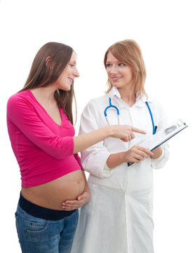 Pregnant woman consultation at doctor