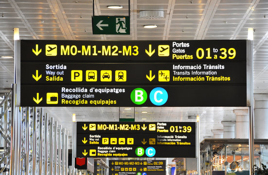 Signs in a spanish airport