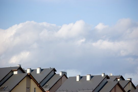 Rowhouse Roofs, Large Summer Cloudscape