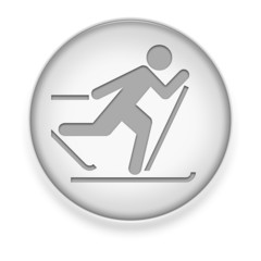 White Button / Icon "Cross-Country Skiing"