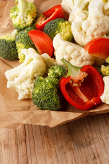 fresh vegetables on the parchment