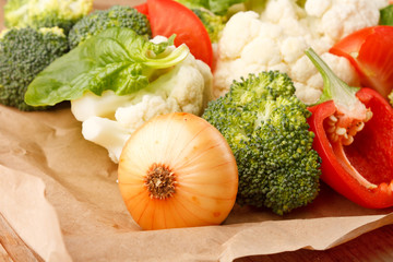 fresh vegetables on the parchment