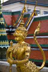 Fototapeta premium Golden Statue, A kind of mythological soldier, Landmark of Bangk