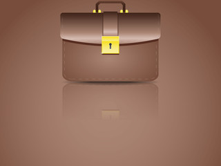 realistic brown briefcase