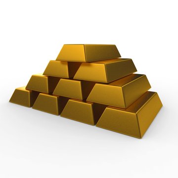 3d gold bricks