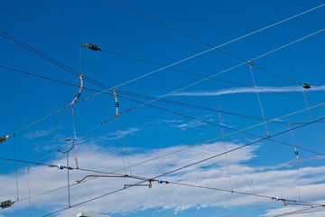 catenary with blue sky