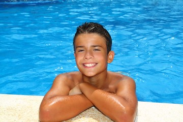 boy happy teenager vacation swimming pool